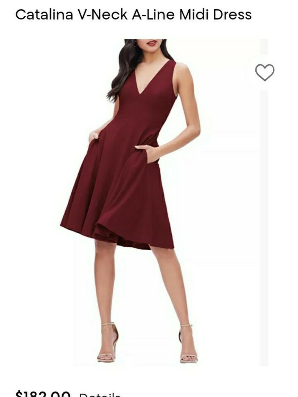 Dress the Population Burgundy V-Neck A-Line Midi Dress